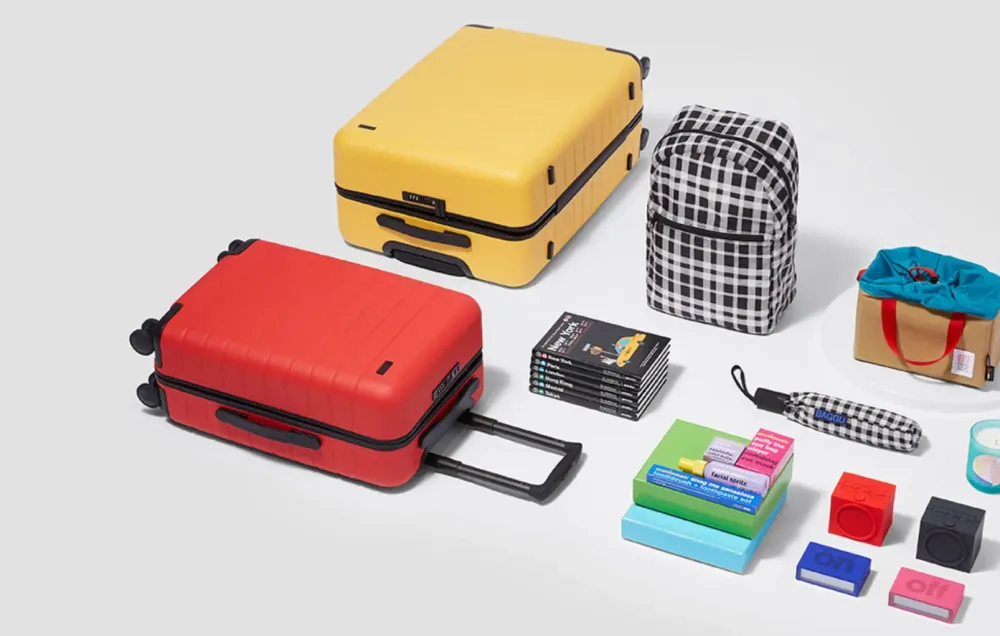 flat lay of travel essentials